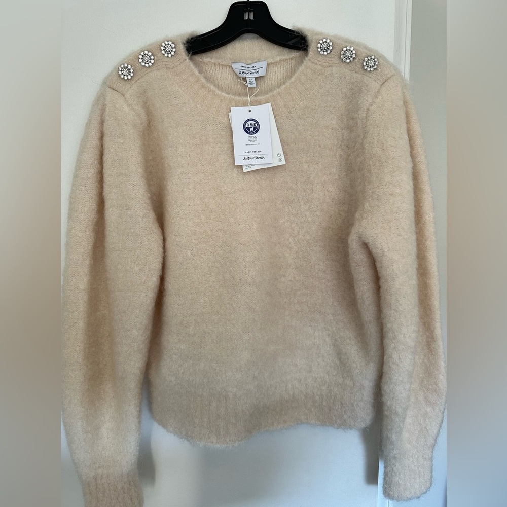 & Other Stories NWT Mohair Wool Sweater with Rhinestones Originally $149